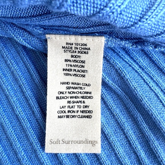 Soft Surroundings Valentina Ribbed Zip Sweater Blue PXL Plus Spring Cozy - Picture 6 of 6